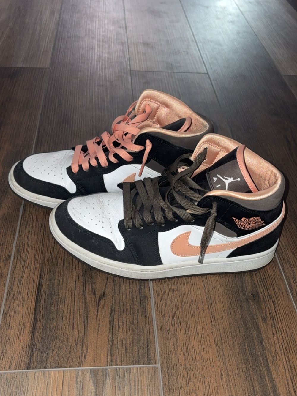 Nike Women’s Mid-Top Sneakers in Black, White & Peach